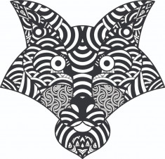 Sticker decorativ, Mandala, Lup, Negru, 60 cm, 7252ST foto