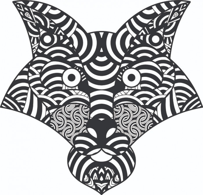 Sticker decorativ, Mandala, Lup, Negru, 60 cm, 7252ST