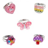 Set Inele Reglabile Copii, Model Shiny, Multicolor, 5 Bucăți, Oem