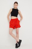 Puma pantaloni scurți de antrenament X Vogue femei, culoarea roșu, cu model, high waist 534693-95