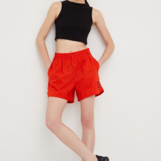 Puma pantaloni scurți de antrenament X Vogue femei, culoarea roșu, cu model, high waist 534693-95