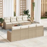VidaXL Set Canapea de Grădină Bej 9 pcs Bej, alb mare Ratan