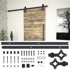vidaXL Set feronerie pentru uși glisante, negru, 183 cm, oțel