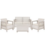 Set de mobilier de grădină Scandi Box linea duo cu masă de depozitare din iută gri-bej pietriș