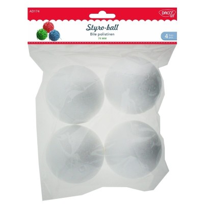 Bile polistiren 7.5 cm, 4buc/set - Accesorii craft Daco foto