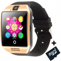 Smartwatch cu telefon iUni Q18, Camera, BT, 1.5 inch, Auriu + Card MicroSD 4GB Cadou foto