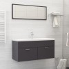 Set mobilier de baie, gri extralucios, lemn prelucrat