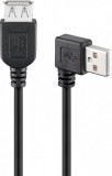 Cablu prelungitor USB 2.0 T-M unghi 90 grade 0.3m Negru, Goobay G95702