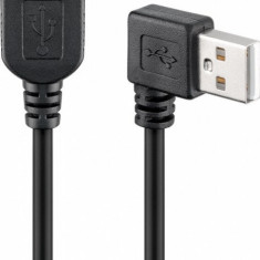 Cablu prelungitor USB 2.0 T-M unghi 90 grade 0.3m Negru, Goobay G95702