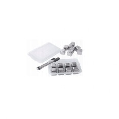 Set 8 cuburi de gheata reutilizabile, din inox, cleste, Klausberg
