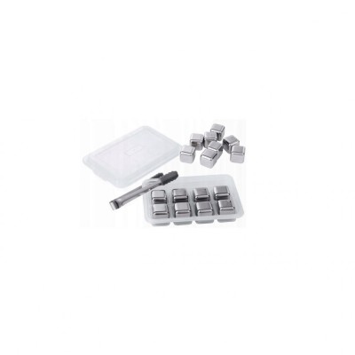 Set 8 cuburi de gheata reutilizabile, din inox, cleste, Klausberg foto