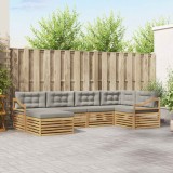 vidaXL Set de canapele de exterior 6 pcs Alb și gri deschis Poliester 3390781