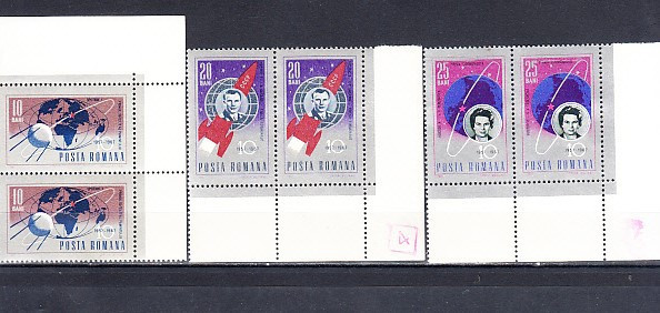 M1 TX7 15 - 1967 - 10 ani de cosmonautica - perechi de cate doua timbre