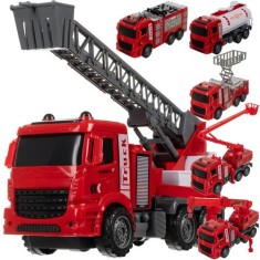 Set Camioane Pompieri 6 &amp;icirc;n 1 &amp;ndash; Vehicule de Jucărie cu Elemente Mobile, pentru Copii +3 Ani foto
