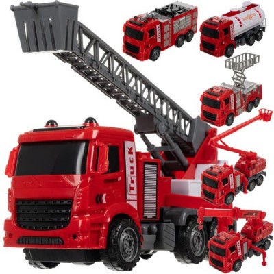 Set Camioane Pompieri 6 &amp;icirc;n 1 &amp;ndash; Vehicule de Jucărie cu Elemente Mobile, pentru Copii +3 Ani foto