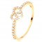 Inel de aur galben de 14K - brațe din zirconiu, contur inimă lucioasă, transparentă - Marime inel: 65