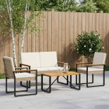 vidaXL Set de Mobilier pentru Exterior 4 pcs Bej și alb crem poliratan 42025327