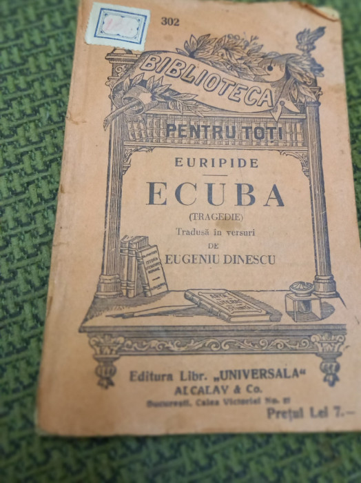 EURIPIDE ECUBA BIBLIOTECA PENTRU TOTI NR 302