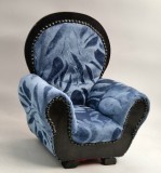 Fotoliu Miniatura mobila pentru papusi tapiterie albastra lemn 35 x 30 x 20 cm vintage stil victorian