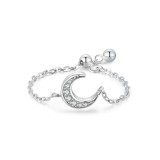 Inel reglabil argint 925, JW1825, model semiluna, placat cu rodiu