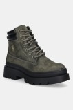 U.S. Polo Assn. botine SHONA001 culoarea verde, cu toc plat, SHONA001W/EHY1