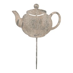 Decoratiune gradina Ceainic metal gri vintage 26x1x35 cm