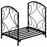 Suport pentru Lemne de Interior si de Exterior din Metal cu Baza Ridicata pentru 50kg de Lemne 39.5x31.5x39.5cm, Negru Outsunny | Aosom Romania