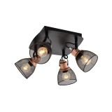Plafoniera Klausen Urban 4 Industrial Negru Cupru Antic 32x32x18 cm 4xE14 Corp Iluminat Metalic Modern pentru Bucatarie Hol Design Elegant Fiabil