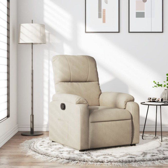vidaXL Fotoliu rabatabil, crem, microfibră 373453