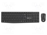 Kit birou NATEC negru wireless USB A, tastatură și mouse optic, rază 10m, layout US