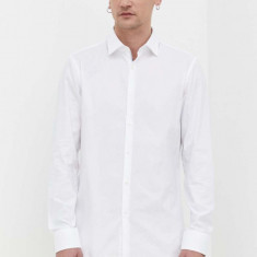 HUGO cămașă din bumbac bărbați, culoarea alb, cu guler clasic, slim 50513916