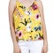 M620-95 Top scurt cu imprimeu floral si bretele subtiri