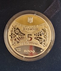 Ucraina, Ukraine, 5 Hryven, Grivne, 2009, Argint, cutie plusata, KM#530, Year of the Ox