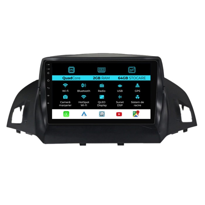 Navigatie Dedicata Ford Kuga (2013 - 2017), 9 Inch, 2Gb Ram, 64Gb stocare, Carplay