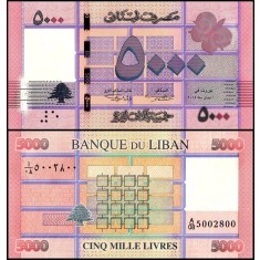 Liban 2014 - 5000 livres, necirculata