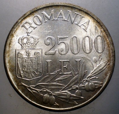 R.191 ROMANIA MIHAI I 25000 LEI 1946 XF/AUNC foto