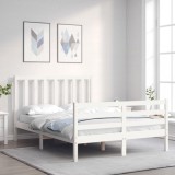 VidaXL Cadru de pat fără saltea, alb, 140x200 cm, lemn masiv pin