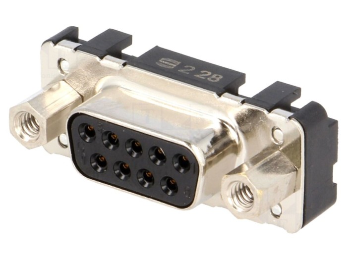 Conector D-Sub 9 pini mamă drept THT