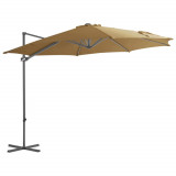 Umbrelă suspendată cu st&acirc;lp din oțel, gri taupe, 300 cm, vidaXL