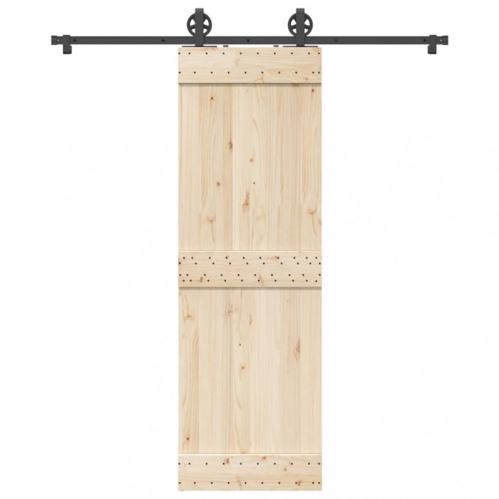 Set feronerie pentru ușă glisantă, negru, 183 cm, oțel