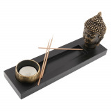 Decoratiune suport capul buddha pentru lumanare si betisoare parfumate, Stonemania Bijou