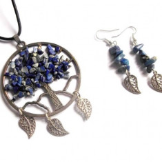 set bijuterii lapis lazuli cu arborele vietii 38956