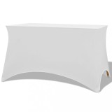 vidaXL Huse elastice pentru masă, 243 x 76 x 74 cm, alb, 2 buc.