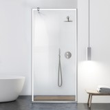 Paravan dus walk-in Aqua Class &reg; INOX, model Frame alb, sticla clara securizata, 60x195 cm, Leroy Glass