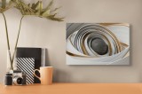 Tablou Canvas Abstract Alb și Auriu Design Modern, 39 x 26 cm, CMCLASS