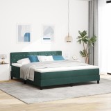 vidaXL Pat box spring cu saltea, verde &icirc;nchis, super king, catifea