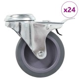 Roti pivotante cu gaura pentru surub, 24 buc., 75 mm