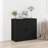 vidaXL Dulap Stejar Negru 80x33x70 cm Lemn Prelucrat Bufet Living Sufragerie 2 Usi Depozitare Modern