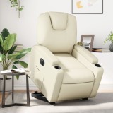 VidaXL Fotoliu rabatabil electric cu ridicare, crem, piele ecologică