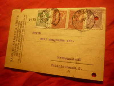 Carte Postala Antet Firma Samuel Karres si Fiul -Piele ,Curele Medias 1922 ,fran foto